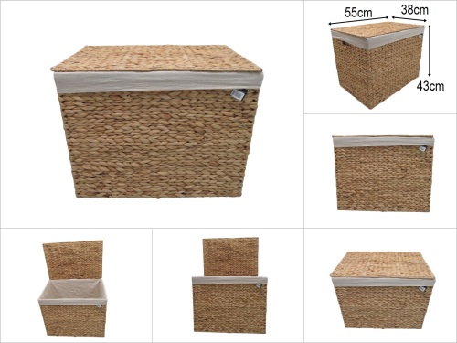 sd51182 dekoratif no3 kapaklı dikdörtgen derin hasır sepet - 