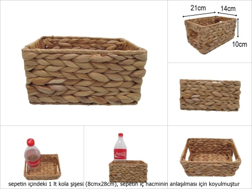 sd51183 dekoratif no1 dikdörtgen organizer düzenleyici hasır sepet - 