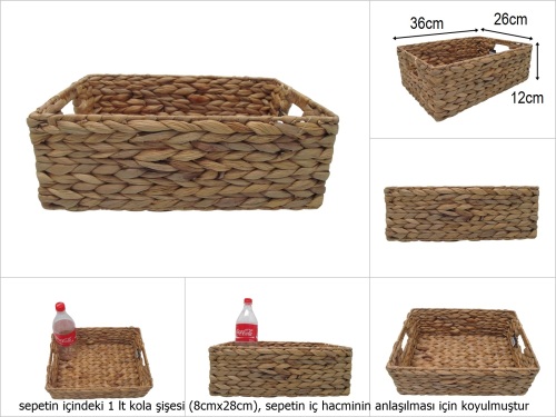 sd51184 dekoratif no2 dikdörtgen organizer düzenleyici hasır sepet - 