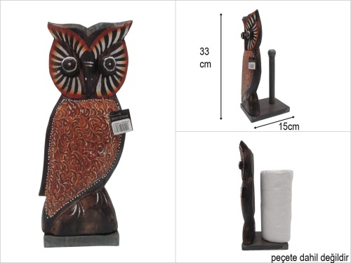 sd51195 baykuş figürlü ahşap kağıt havluluk - 