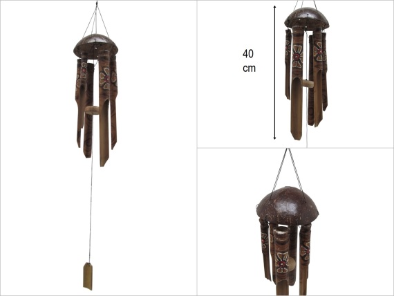 sd51208 hindistan cevizi çatılı çiçek desenli no1 bambu rüzgar çanı - 1