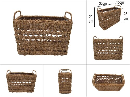 sd51270 dekoratif kulplu no1 dikdörtgen dar yüksek hasır sepet düzenleyici - 