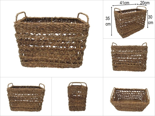 sd51271 dekoratif kulplu no2 dikdörtgen dar yüksek hasır sepet düzenleyici - 