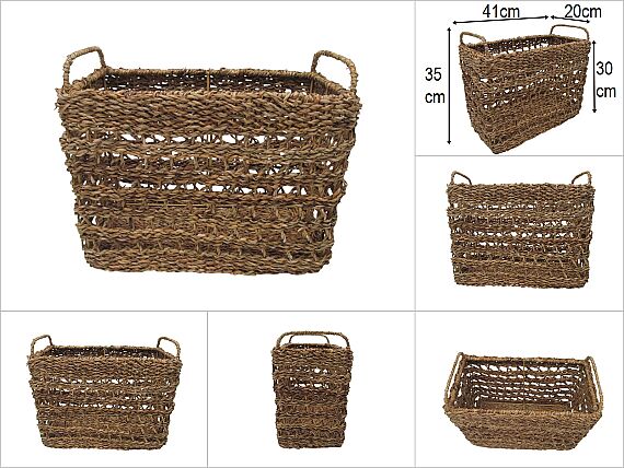 sd51271 dekoratif kulplu no2 dikdörtgen dar yüksek hasır sepet düzenleyici - 1
