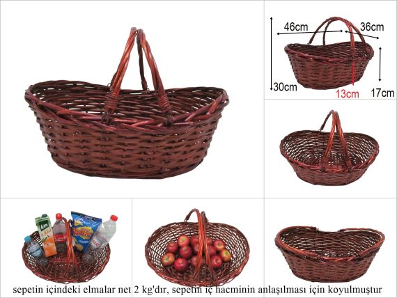 sd51273 sapları katlanan kahverengi (gül ağacı tonu) gondol sepet - 1