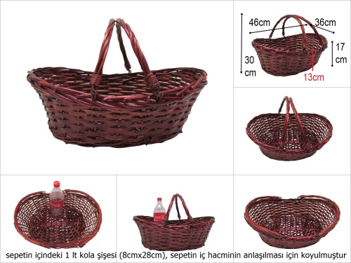 sd51273 sapları katlanan kahverengi (gül ağacı tonu) gondol sepet - 