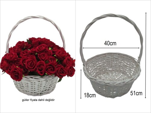 sd51279 üstten saplı yuvarlak mat beyaz sepet - 