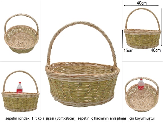 sd51292 yuvarlak üstten saplı söğüt+kargı sepet - 1