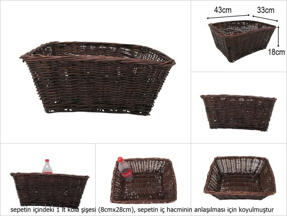 sd51293 kahverengi dikdörtgen söğüt sepet - 1
