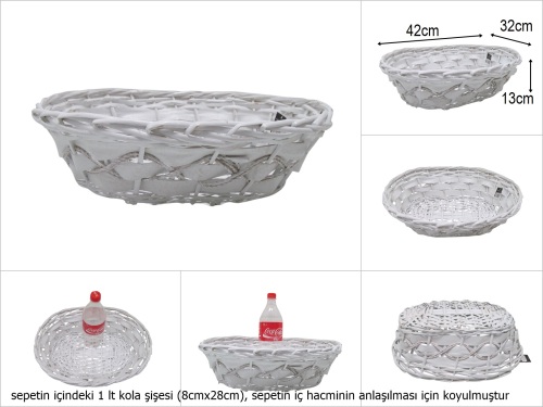 sd51295 beyaz oval hasır sepet - 