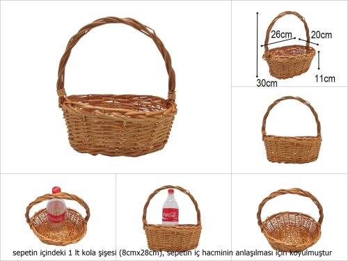 sd51296 no1 bal rengi oval üstten saplı hasır sepet - 