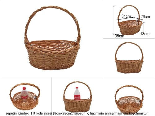 sd51297 no2 bal rengi oval üstten saplı hasır sepet - 