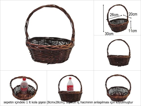 sd51299 no1 kahverengi oval üstten saplı hasır sepet - 1