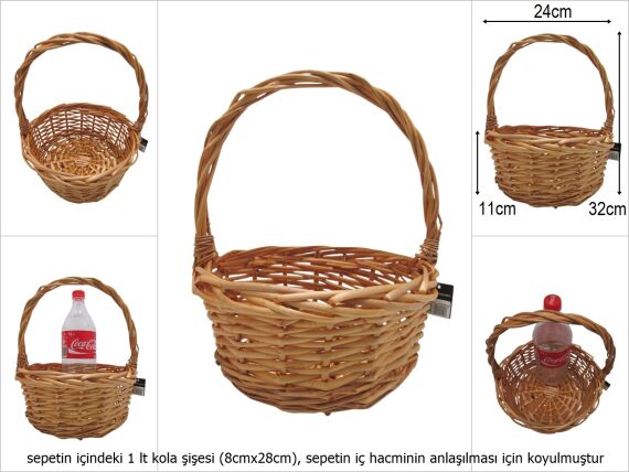 sd51305 no1 bal rengi yuvarlak üstten saplı hasır sepet - 1