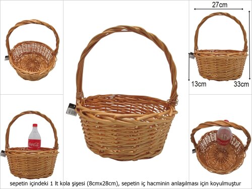 sd51306 no2 bal rengi yuvarlak üstten saplı hasır sepet - 