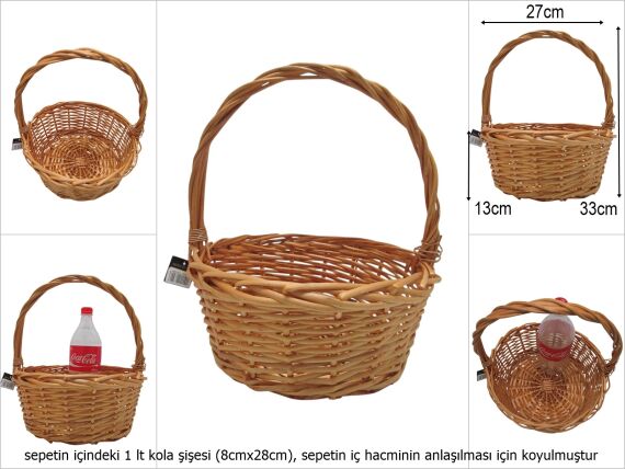 sd51306 no2 bal rengi yuvarlak üstten saplı hasır sepet - 1