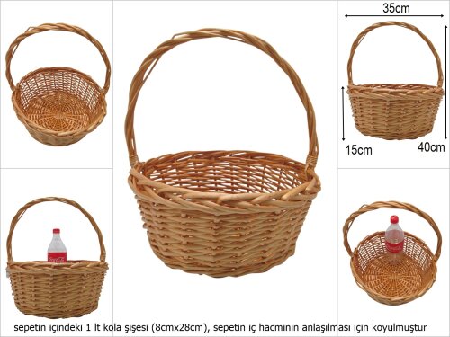 sd51307 no3 bal rengi yuvarlak üstten saplı hasır sepet - 