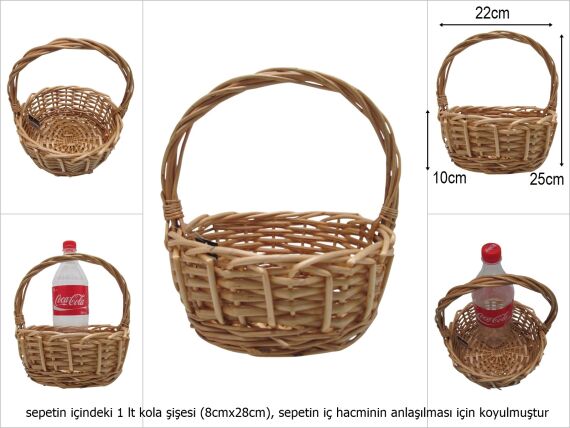 sd51308 no1 bal rengi dekorlu yuvarlak üstten saplı hasır sepet - 1