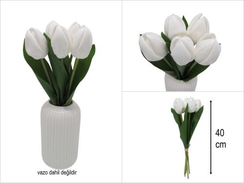 sd51319 yapay ıslak beyaz lale demeti 5 li - 