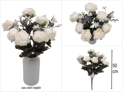 sd51323 dekoratif yapay kırık beyaz erengül şakayık demeti - 