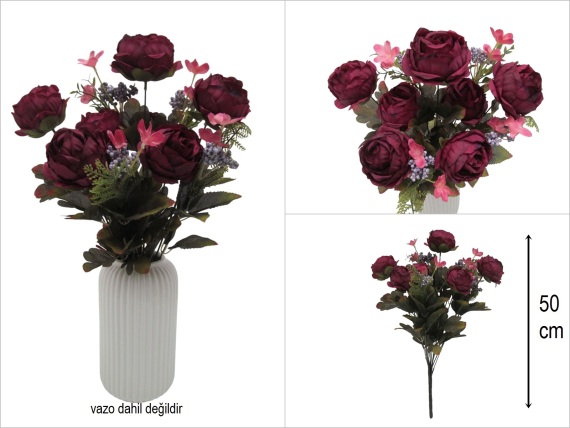 sd51324 dekoratif yapay bordo erengül şakayık demeti - 1
