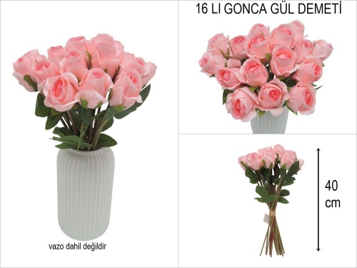 sd51331 yapay gonca gül demeti 16 lı - 