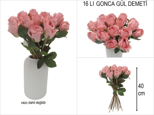 sd51332 yapay gonca gül demeti 16 lı - 