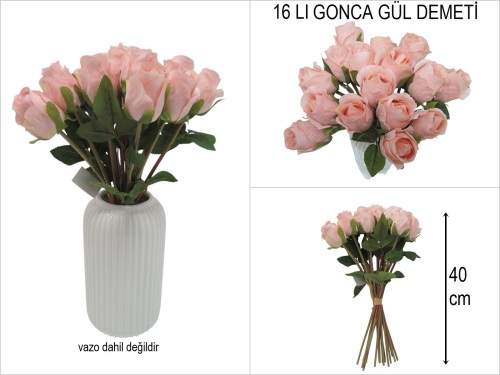 sd51333 yapay gonca gül demeti 16 lı - 