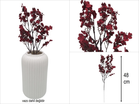 sd51342 dekoratif yapay kırmızı çiçek dalı - 1