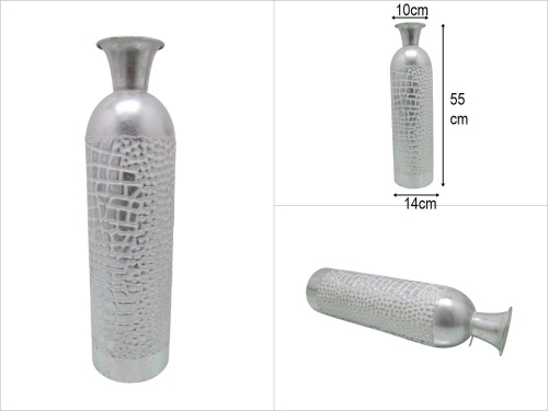 sd51364 dekoratif eskitme gümüş renkli dövme metal vazo - 