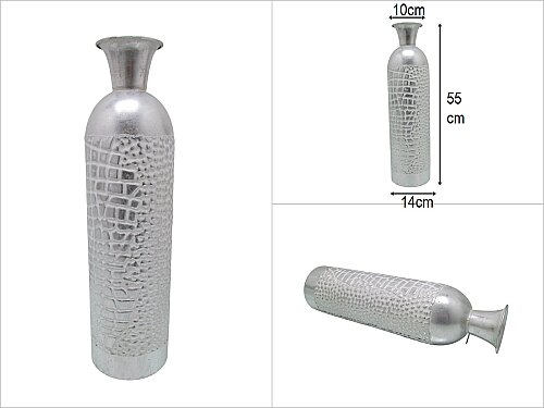 sd51364 dekoratif eskitme gümüş renkli dövme metal vazo - 