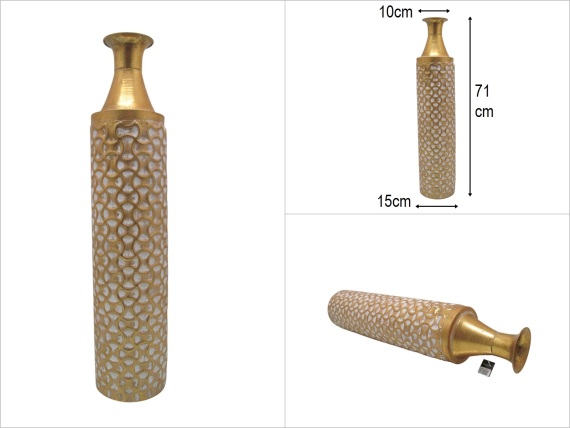 sd51367 dekoratif eskitme gold renkli dövme metal vazo - 1
