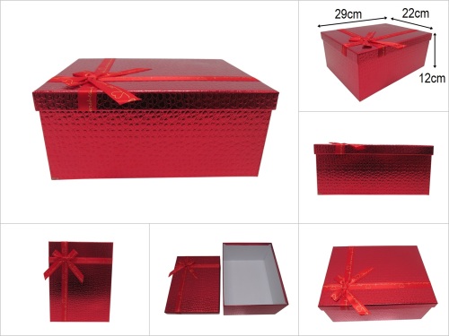 sd51401 kurdelalı no6 parlak kırmızı kabartma ciltli dikdörtgen hediye kutusu - 