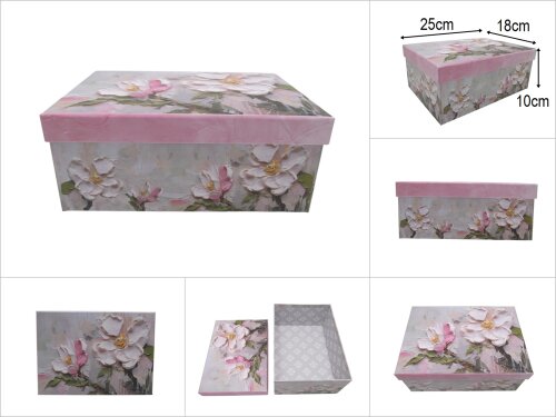 sd51419 dikdörtgen no4 çiçek desenli karton hediye kutusu - 