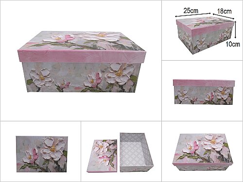 sd51419 dikdörtgen no4 çiçek desenli karton hediye kutusu - 