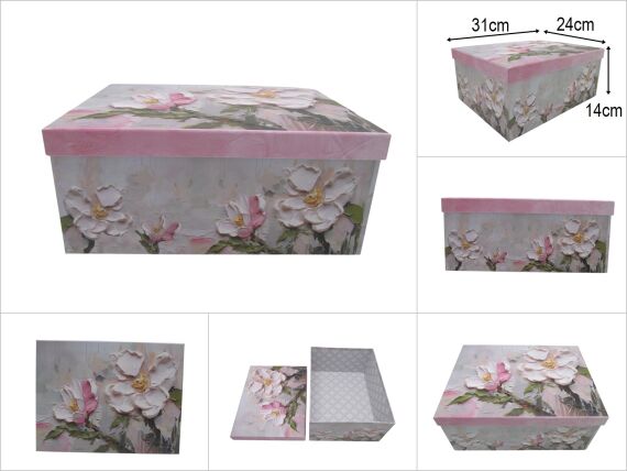 sd51422 dikdörtgen no7 çiçek desenli karton hediye kutusu - 1