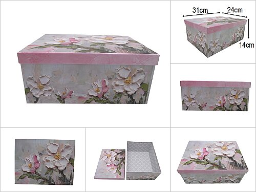 sd51422 dikdörtgen no7 çiçek desenli karton hediye kutusu - 