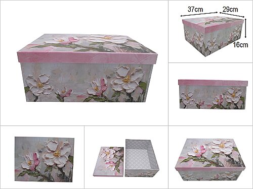 sd51425 dikdörtgen no10 çiçek desenli karton hediye kutusu - 