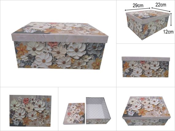 sd51431 dikdörtgen no6 çiçek desenli karton hediye kutusu - 1