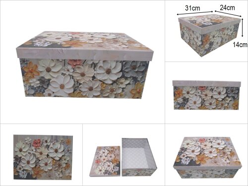 sd51432 dikdörtgen no7 çiçek desenli karton hediye kutusu - 