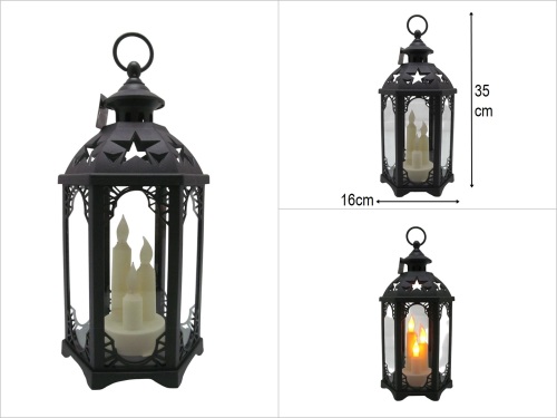 sd51439 yıldızlı siyah plastik fener - 