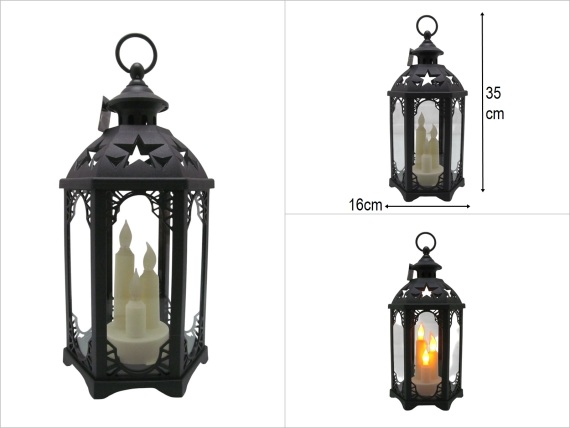 sd51439 yıldızlı siyah plastik fener - 1