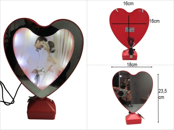 sd51900 kırmızı kalp ışıklı ayna + fotoğraf çerçevesi - 1