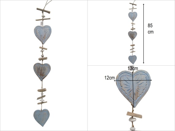 sd51904 ahşap 3 lü kalp sarkıt - 1