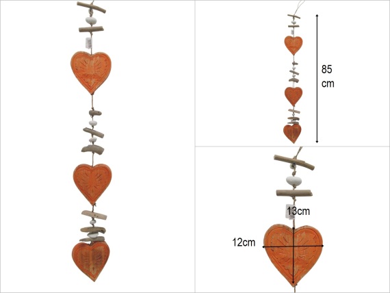 sd51906 ahşap 3 lü kalp sarkıt - 1