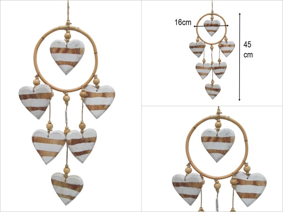 sd51918 bambu çemberli ahşap kalp - 1