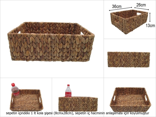 sd51927 dekoratif dikdörtgen no2 düzenleyici organizer hasır sepet - 