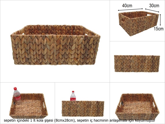sd51928 dekoratif dikdörtgen no3 düzenleyici organizer hasır sepet - 1