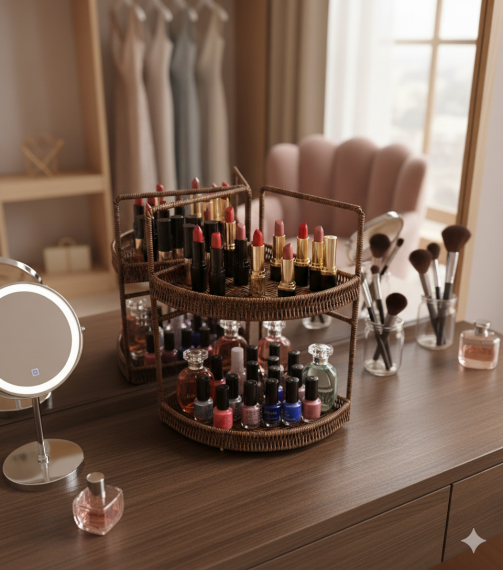 sd51964 metal iskelet üzerine pvc örülü 2 katlı tezgah üstü dekoratif köşe raf - 2