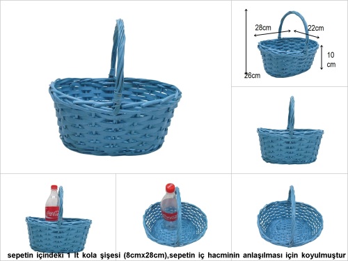 sd51984 üstten saplı no1 mavi boyalı söğüt sepet - 